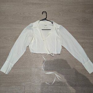 Abercrombie & Fitch White Wrap Crop Top